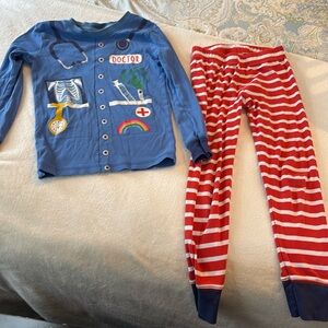 Mini Boden 7y Blue and Red Doctor Pajama Set